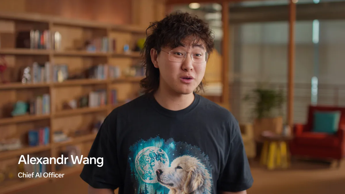 메타 뉴스룸에 올라온 뮤즈 원더 발표 영상의 한 장면. 책장 앞에서 알렉산드르 왕 메타 최고 AI 책임자가 이야기한다
